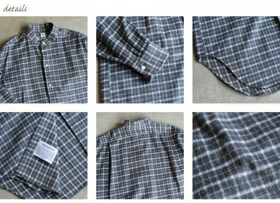 Kaptain Sunshine】 Cotton Flannel Stand Collar Shirt GRAY PLAID