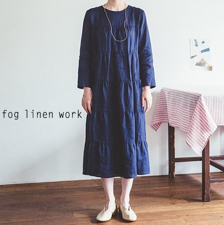 fog linen work(フォグリネンワーク) アリア ワンピース ブルー