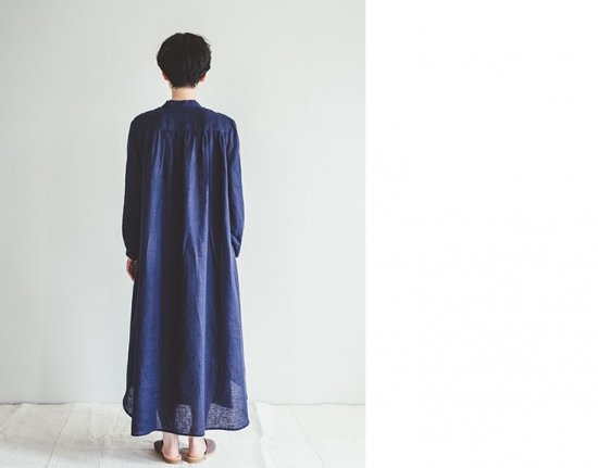 fog linen work(フォグリネンワーク) キャロライン ワンピース ブルー