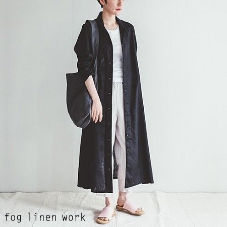 Fog Linen Work フォグリネンワーク フェイス ワンピース ブラック Faith Dress Black リトアニア 薄地リネン100 Lwa310 17 Iraka