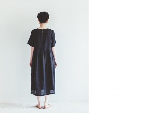 fog linen work(フォグリネンワーク) ティナ ワンピース ブラック/TINA DRESS BLACK リトアニア 薄地リネン100%  LWA338-17 -iraka