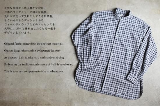 Kaptain Sunshine】 Stand Collar Shirt NAVY PLAID スタンドカラー