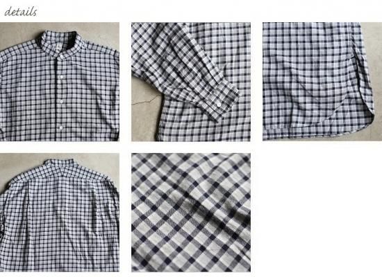 Kaptain Sunshine】 Stand Collar Shirt NAVY PLAID スタンド