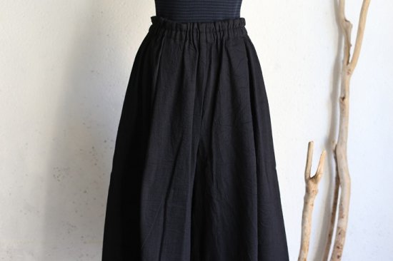 tamaki niime 玉木新雌 BLACK denim wide pants long cotton100％ / ブラックデニム ワイドパンツ  ロング コットン100% 【送料無料】 - iraka