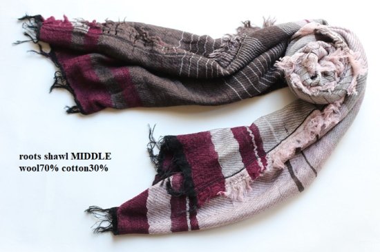 tamaki niime 玉木新雌 roots shawl MIDDLE wool70％ cotton30％ / RSM_W133 ルーツショール  ミドル ウール70％ コットン30％【送料無料】-iraka