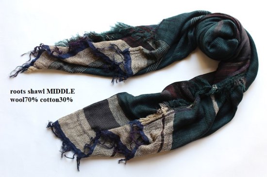 tamaki niime 玉木新雌 roots shawl MIDDLE wool70％ cotton30％ / RSM_W136 ルーツショール  ミドル ウール70％ コットン30％【送料無料】-iraka