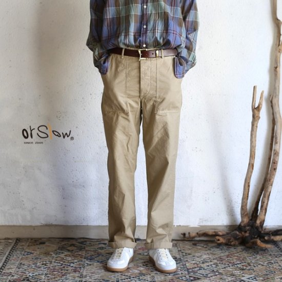 orslow】 US ARMY FATIGUE PANTS Regular fit Button Fly RIP STOP BEIGE オアスロウ  レギュラーフィット ベージュリップストップ 【送料無料】-iraka