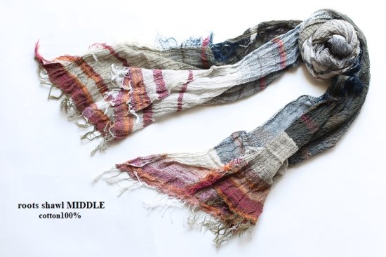 tamaki niime 玉木新雌 roots shawl cotton middle rsm_C136 / ルーツ