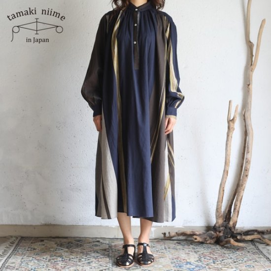 tamaki niime 玉木新雌 only one Smock one piece cotton 100% smock_C16 / オンリーワン  シャツワンピース スモック コットン100%【送料無料】 -iraka