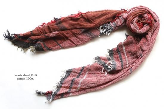 tamaki niime 玉木新雌 roots shawl cotton big 108/ ルーツ