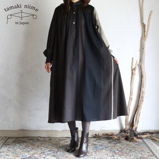 tamaki niime 玉木新雌 only one Smock one piece cotton 100% smock_C17 / オンリーワン  シャツワンピース スモック コットン100%【送料無料】 -iraka