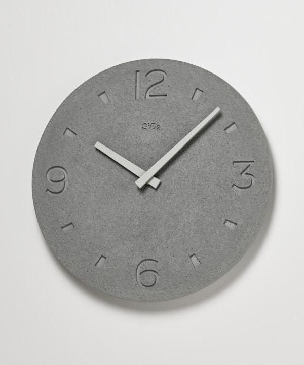 珪藻土の時計（掻き落とし仕上げ） / グレー