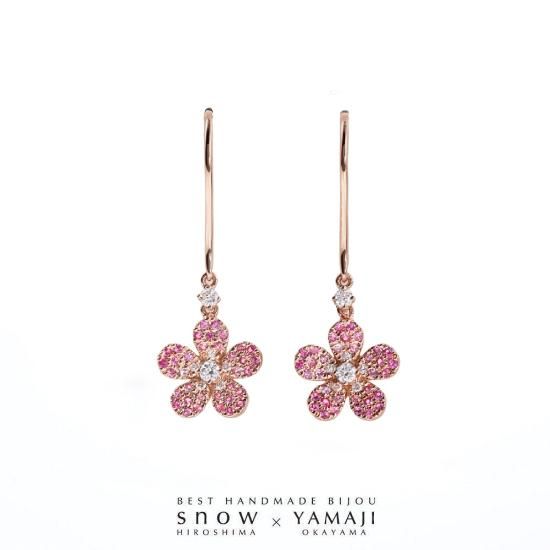 Snow Flake Amaryllis スノウフレークアマリリス K18pg Wgピアス