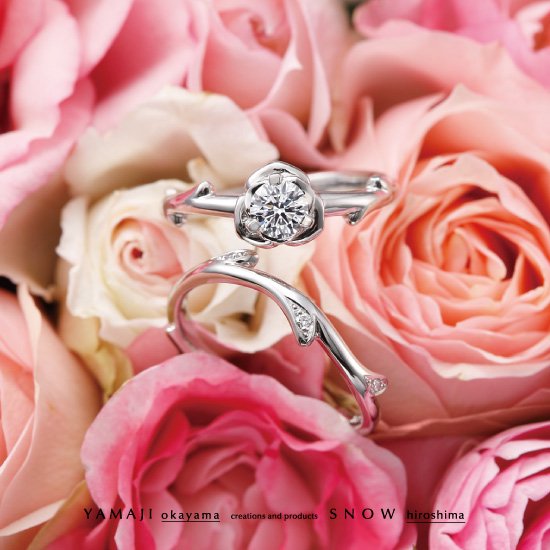薔薇の指輪『ROSE ROSE/ローズローズ』プラチナ950 エンゲージリング(婚約指輪)｜刻印・送料・ラッピング無料