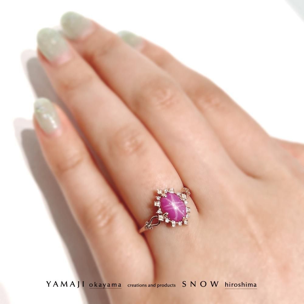 ‧˚₊*̥ 三日月と星の指輪 (ルビー) ‧˚₊*̥ ₊*̥ 三日月と星の指輪 (ルビー) ‧˚₊*̥