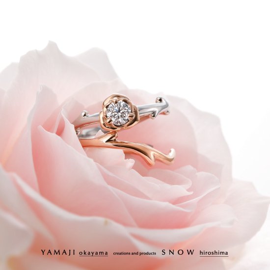 薔薇の指輪『ROSE ROSE/ローズローズ』プラチナ950/K18ピンクゴールド エンゲージリング(婚約指輪)｜刻印・送料・ラッピング無料