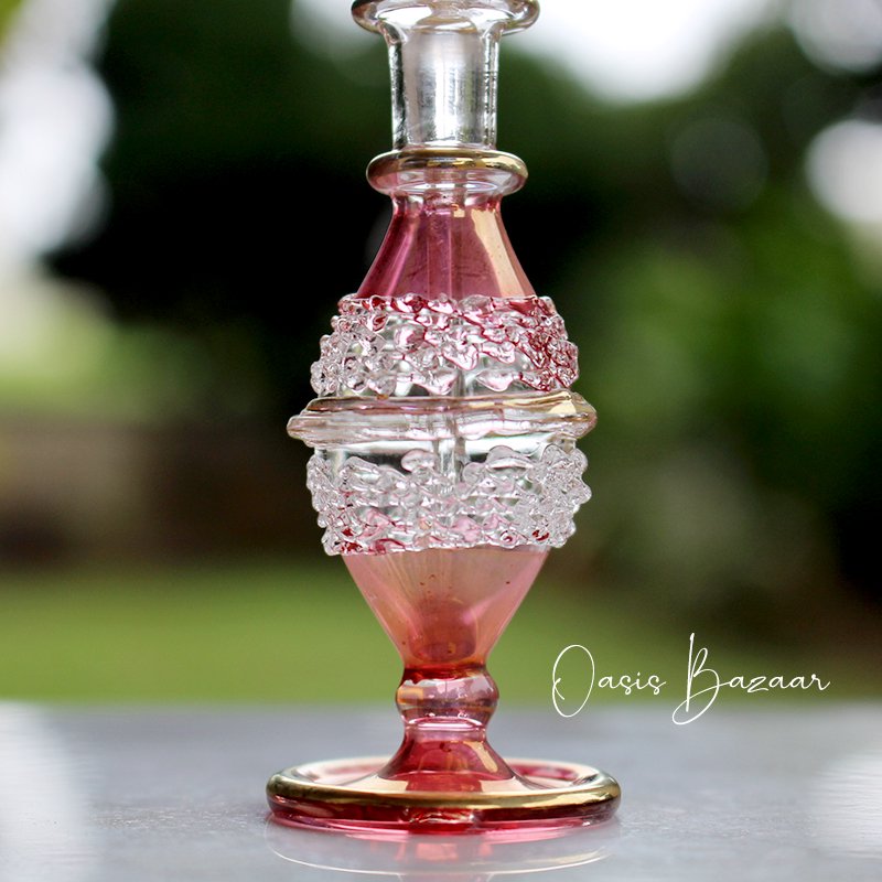 エジプトガラス香水瓶 ピンク色の小さいサイズ 5000円以上お買上で送料無料- オアシスバザール Oasis Bazaar ｜エジプト香水瓶通販  カラフルなハンドメイドアクセサリーのネットショップ
