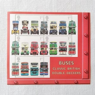 Vintage英国の切手 「BUSES Classic British Double - Deckers（ロンドンバス150周年記念)」2001年