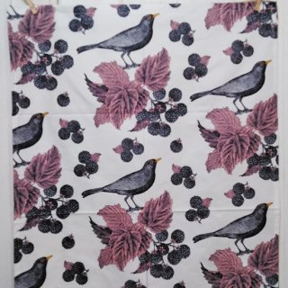 Thornback & Peel「ティータオル Blackbird & Bramble（ブラックバードと木いちご）」英国製