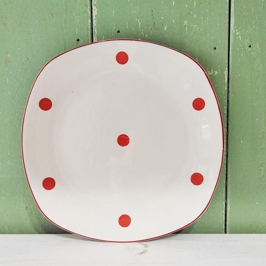 MIDWINTER 「Stylecraft RED POLKA DOT ケーキプレート」1950's ミッドウィンター赤いドット柄 - イギリス雑貨COTSWOLDS