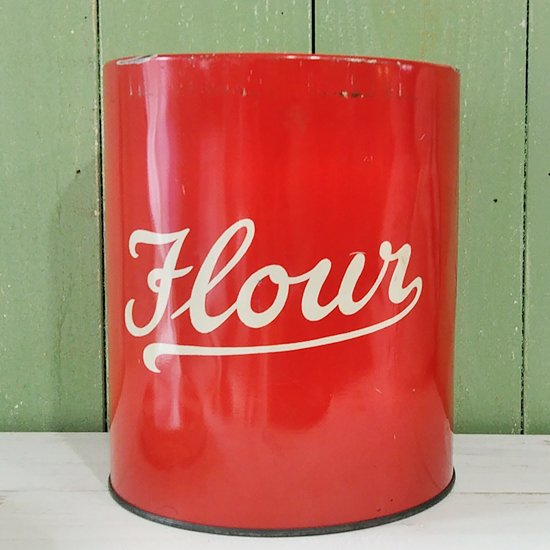 英国ヴィンテージ「Flour Tin / Red u0026 Cream缶」フラワー缶 小麦粉入れ・レッド＆クリーム色 1950's-  イギリス雑貨COTSWOLDS