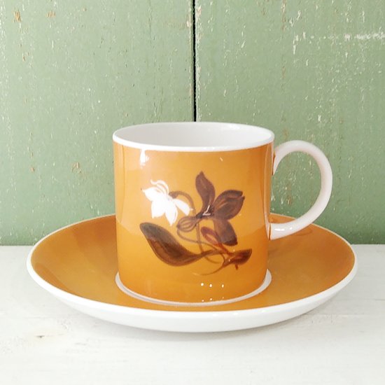 Susie Cooper 「Flower Motif コーヒーC&S（オレンジ）」スージークーパー・フラワーモチーフ - イギリス雑貨COTSWOLDS
