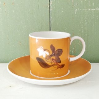 Susie Cooper 「Flower Motif コーヒーC&S（オレンジ）」スージークーパー・フラワーモチーフ