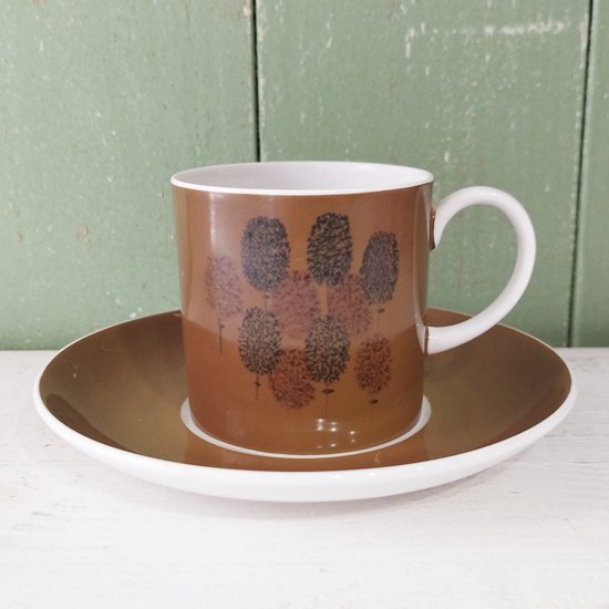 Susie Cooper 「Sponging Pattern コーヒーC&S（チョコレート色）」スージークーパー・スポンジングパターン1960's -  イギリス雑貨COTSWOLDS