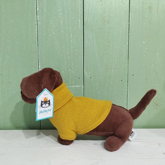 Jellycat 「Sweater Sausage Dog Yellow（セーターソーセージドッグ・イエロー） / ダックスフンド 犬  ジェリーキャット - イギリス雑貨COTSWOLDS