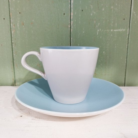 Poole Pottery 「Twintone Cup & Saucer / Sky Blue & Dove Grey ...