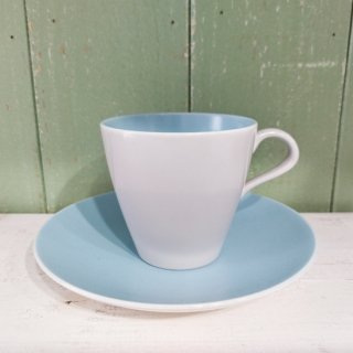 Poole Pottery Twintone  Cup & Saucer / Sky Blue & Dove Greyץסݥ꡼ ֥롼ߥɡ쥤 å&ؤ⤤ס