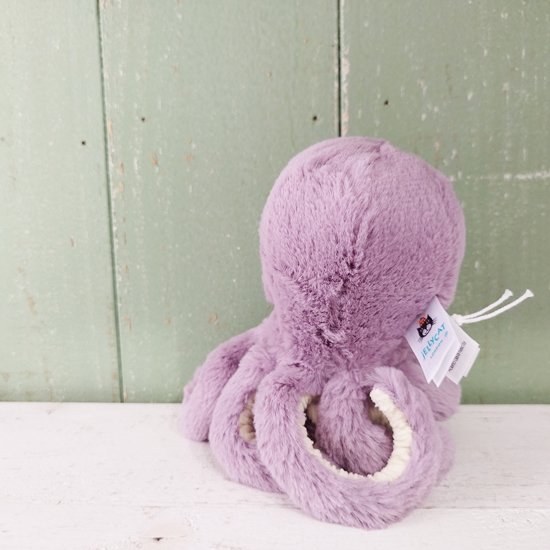 Jellycat「Ariel Octopus Baby」アリエル オクトパス（タコ）淡いくすんだパープル色・小さいサイズ -  イギリス雑貨COTSWOLDS