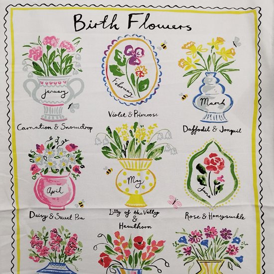 ティータオル「Ulster Weavers・Birth Flowers（バースフラワー/誕生花）」 - イギリス雑貨COTSWOLDS
