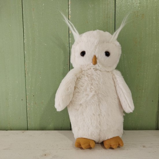 Jellycat 「Bashful Owl M」（バシュフルオウル）白いフクロウ/ジェリーキャット - イギリス雑貨COTSWOLDS