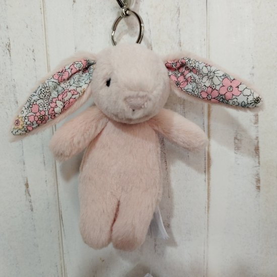 Jellycat「Blossom Bunny Blush Bag Charm」（うさぎ・バッグチャーム）花柄 淡いピンク ジェリーキャット-  イギリス雑貨COTSWOLDS