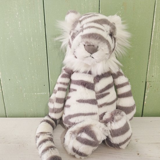 8/1-9/23期間限定商品】Jellycat「Bashful Snow Tiger M」（バシュフル スノータイガー・Mサイズ）ジェリーキャット -  イギリス雑貨COTSWOLDS