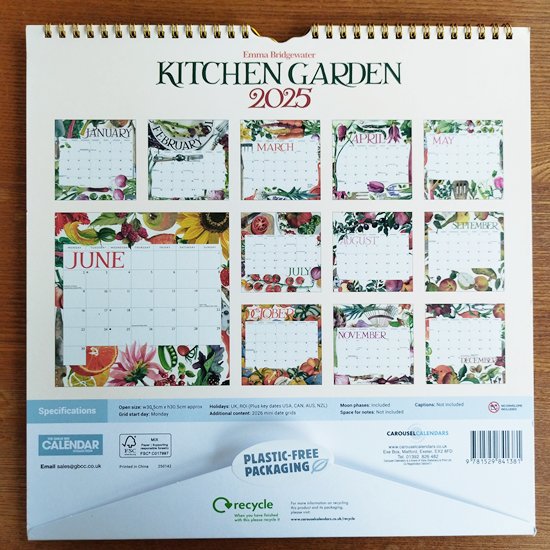 英国Emma Bridgewater 「Kitchen Garden スパイラルカレンダー2025」エマブリッジウォーター-  イギリス雑貨COTSWOLDS