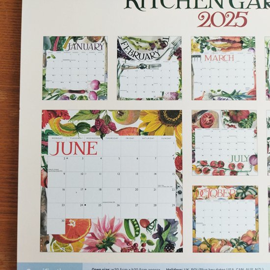 英国Emma Bridgewater 「Kitchen Garden スパイラルカレンダー2025」エマブリッジウォーター-  イギリス雑貨COTSWOLDS