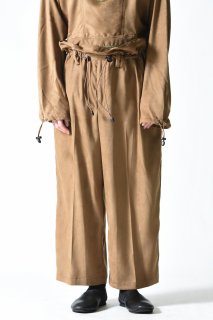 ATHA FAKE SUEDE GATHER WIDE TROUSERS beige