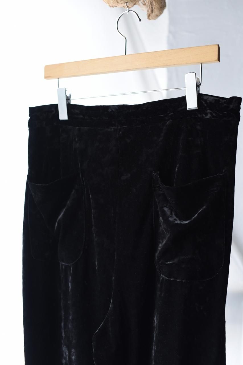 Edwina Horl VELOUR TUCK HIMO PANTS black - BISHOOL,Edwina