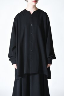 BISHOOL Wool Gabardine 01 Lapel Big Shirt black
