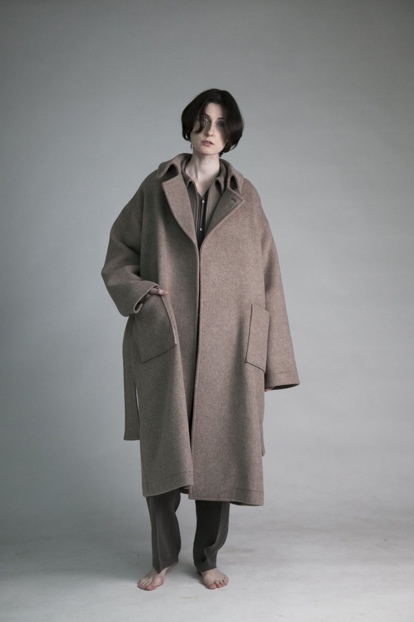 ATHA19aw ダブルメルトンマキシコート www.krzysztofbialy.com