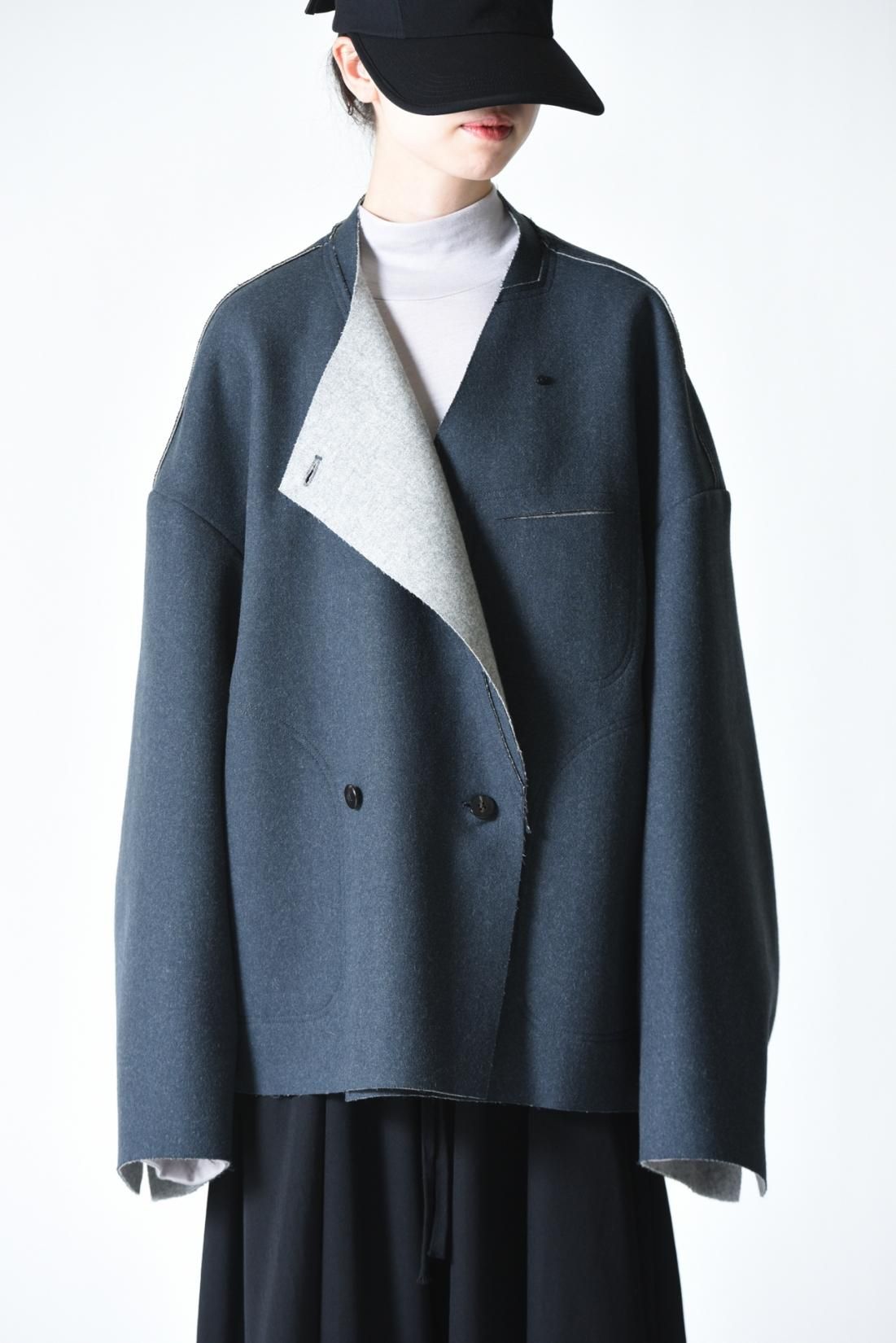 ETHOSENS Cut off jacket blue gray - BISHOOL