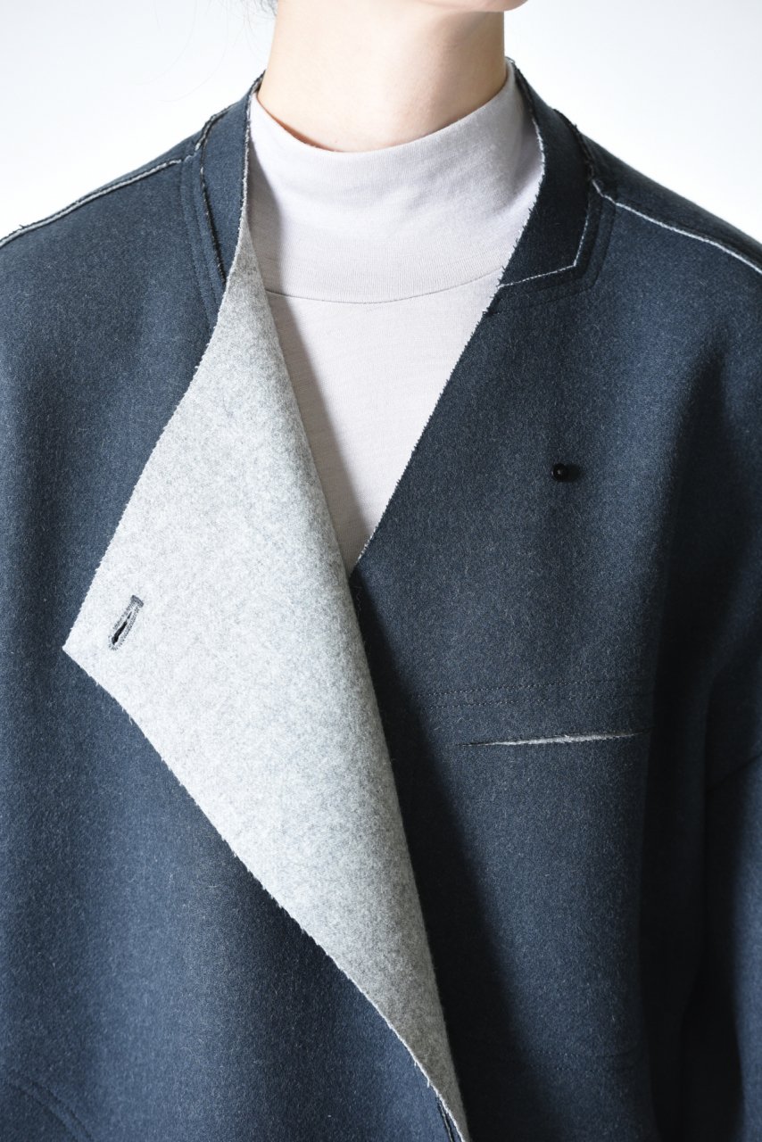 ETHOSENS Cut off jacket blue gray - BISHOOL