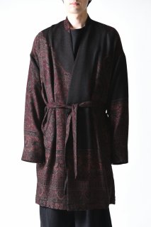 YANTOR  Tibetan Paisley Jacquard Gown Coat red