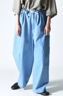 ATHA FADE DENIM GATHER WIDE EASY TROUSERS Ice Blue