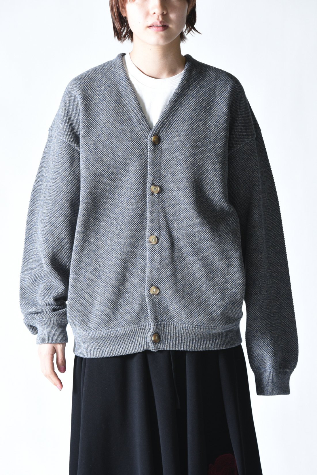 crepuscule Moss Stitch V Neck Cardigan Blue - BISHOOL,Edwina Horl