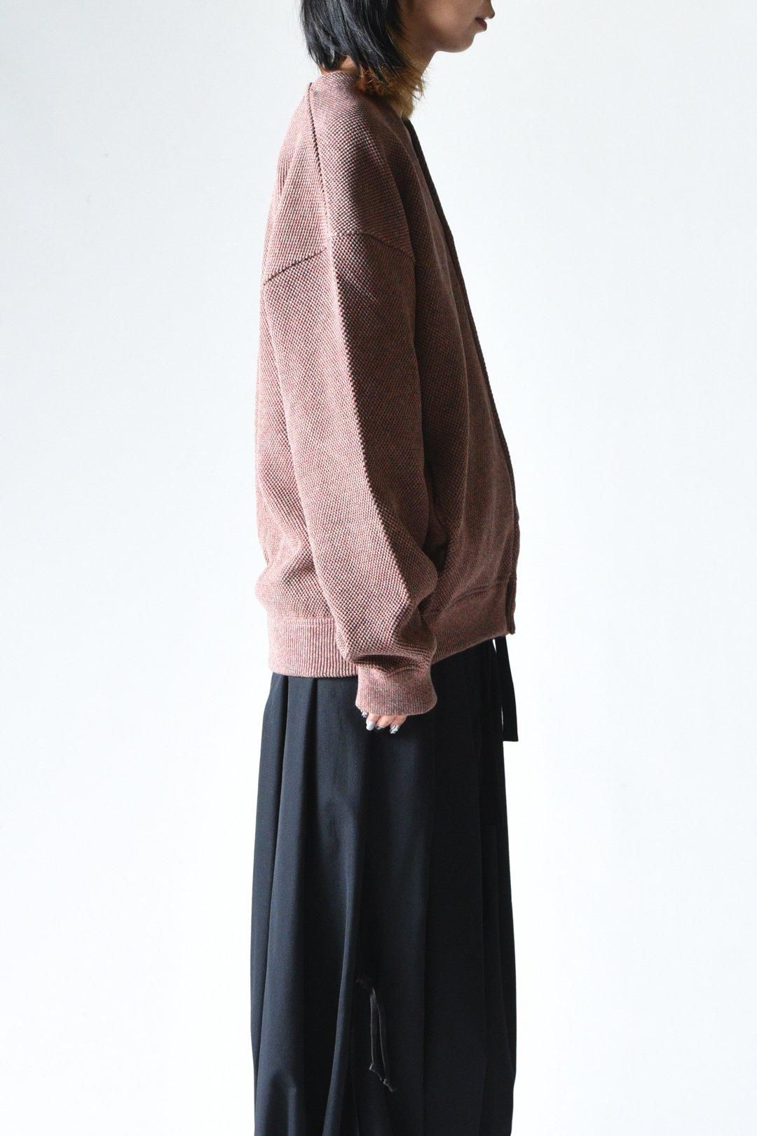 crepuscule Moss Stitch V Neck Cardigan Brick - BISHOOL