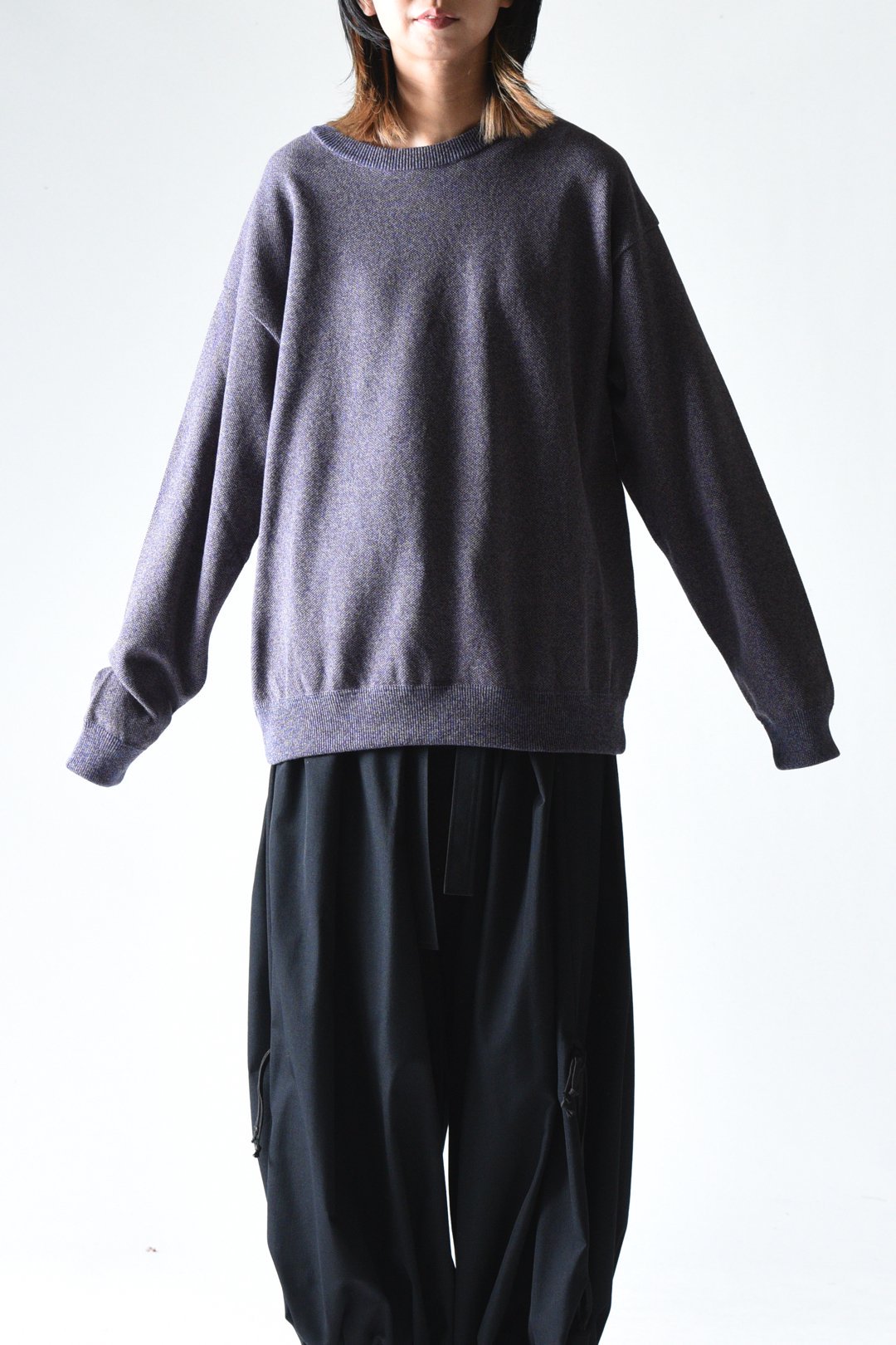 crepuscule Light Moss Stitch L/S Sweat Indigo - BISHOOL,Edwina