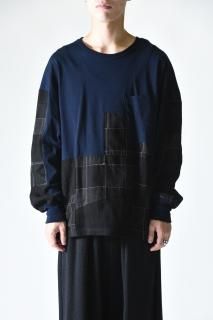 Leh Patchwork L/S T-Shirt Navy